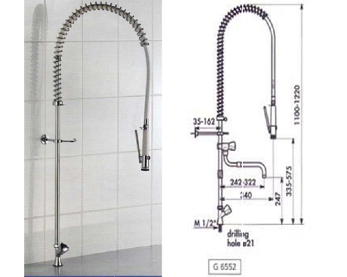 MECHLINE Delabie G6552 Deck mounted Single Feed Pre-Rinse